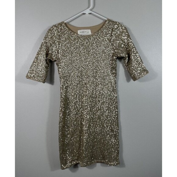 Abercrombie & Fitch Dress Womens Small Gold Mini Sequin Bodycon‎ Party NYE - Picture 1 of 8